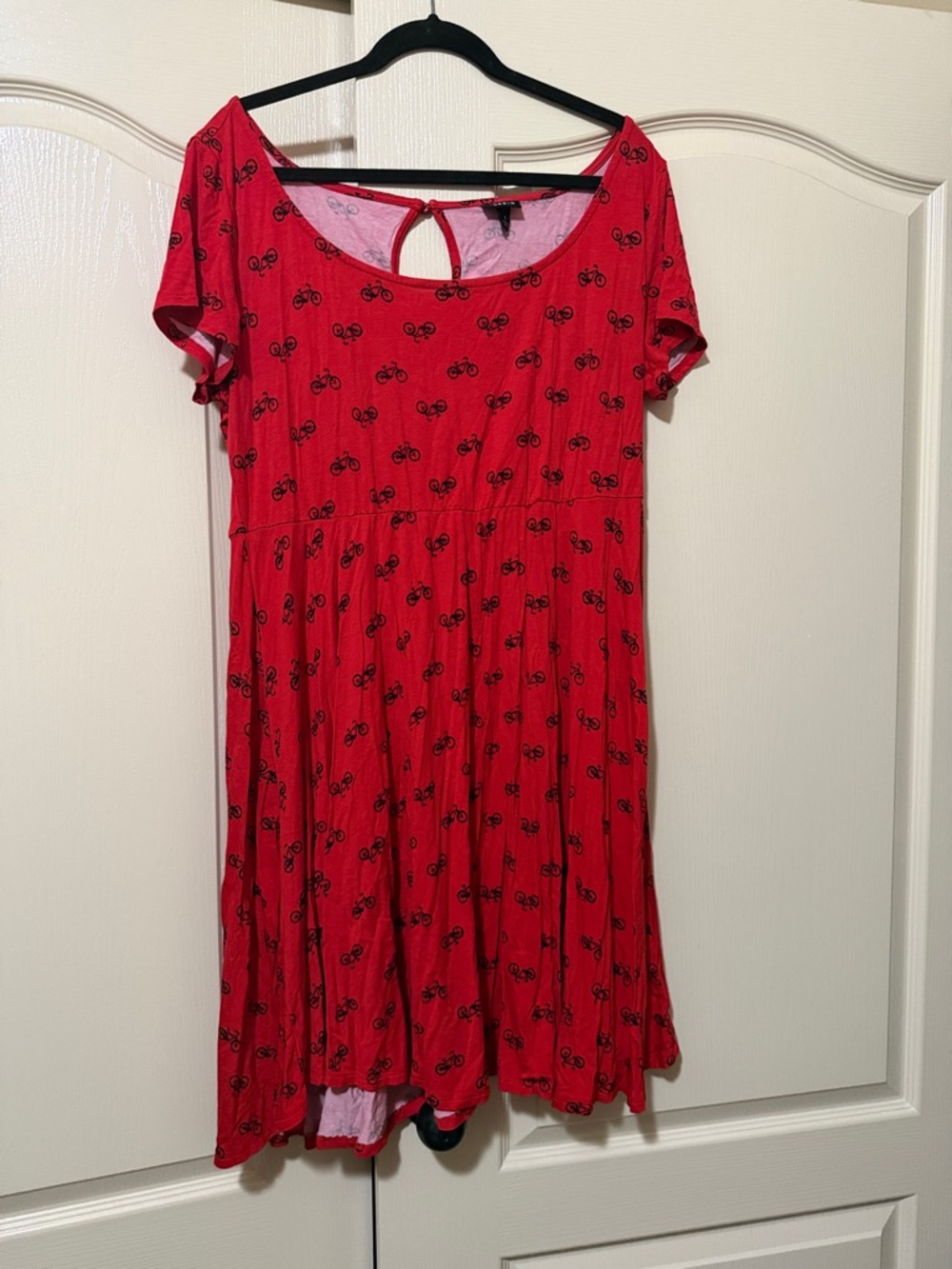 torrid Red Midi Skater  Dress with Black Bicycle Print